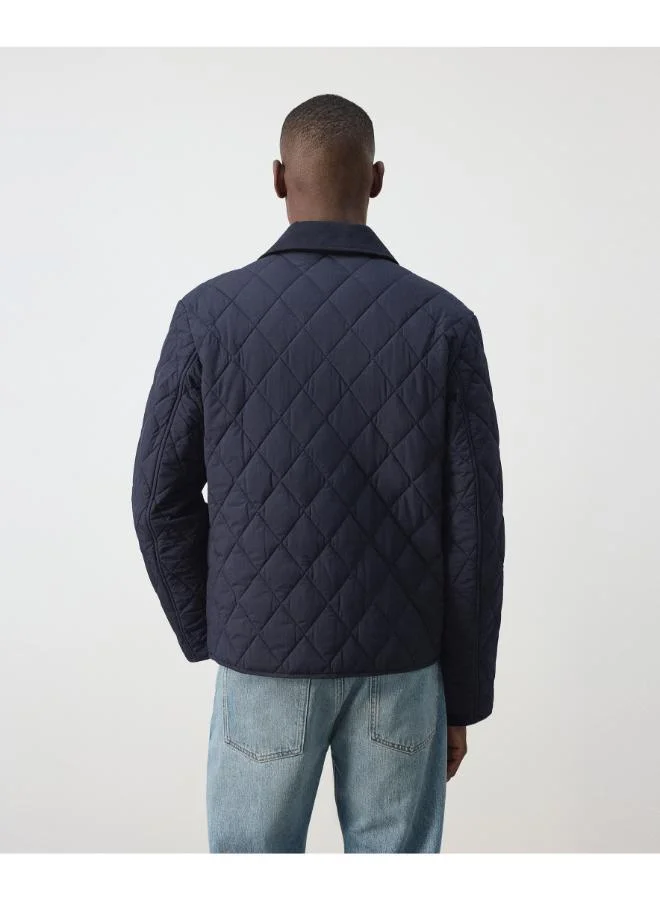Mango Man 57-AZUL NOCHE Quilted Water Repellent Jacket for Men | Best Price UAE