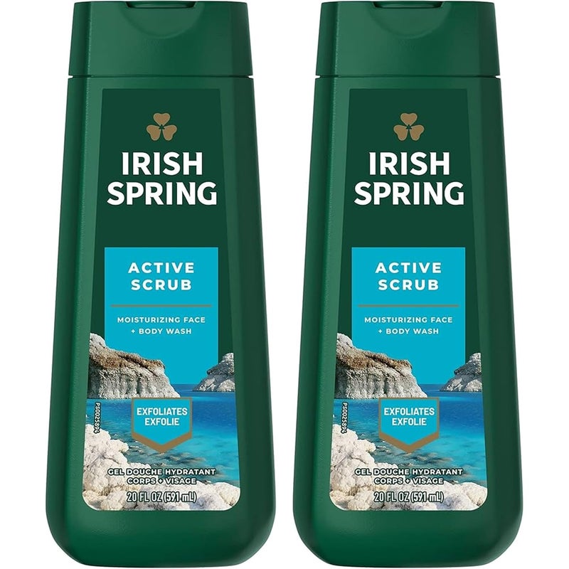 Irish Spring Body Wash Deep Action Scrub 18 oz Pack of 2
