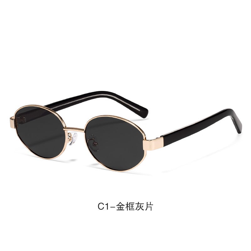 Generic Retro Y2K Oval Sunglasses Unisex 8800 C1 gold frame gray film 