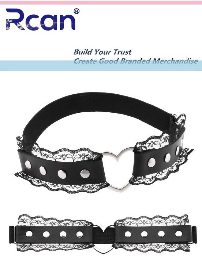 Rcan - 2 Pack Leather Garter Non Slip Adjustable Fashion Leg Accessories Metal Hollow Leg Rings For Girls And Ladies - Image 1