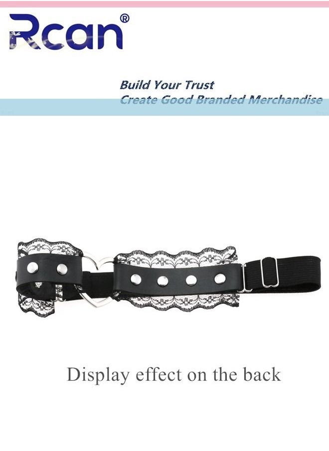 Rcan - 2 Pack Leather Garter Non Slip Adjustable Fashion Leg Accessories Metal Hollow Leg Rings For Girls And Ladies - Image 1