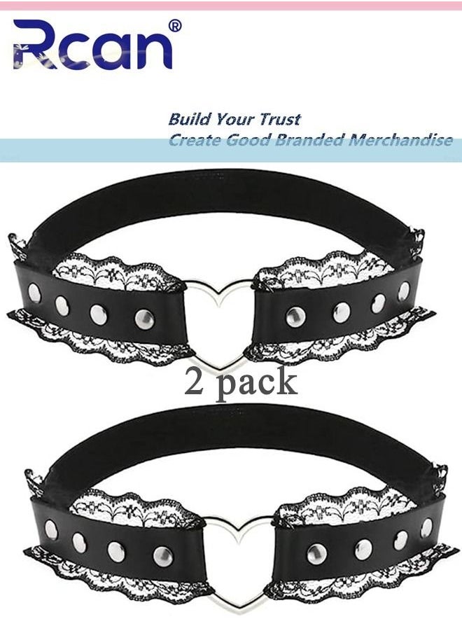 Rcan - 2 Pack Leather Garter Non Slip Adjustable Fashion Leg Accessories Metal Hollow Leg Rings For Girls And Ladies - Image 1