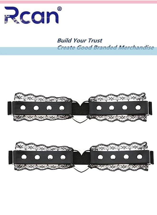Rcan - 2 Pack Leather Garter Non Slip Adjustable Fashion Leg Accessories Metal Hollow Leg Rings For Girls And Ladies - Image 1