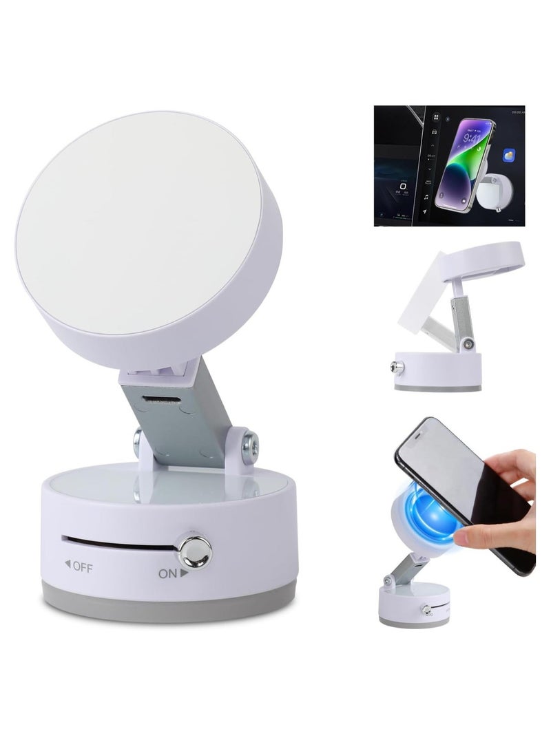 TIGER 2025 Foldable Vacuum Magnetic Suction Phone Holder – Double-Sided Adjustable Mobile Stand with Strong Magnetic Adsorption – Portable, Compact Phone Mount for All Smartphones – Universal White Magnetic Holder for Desk & Car Use  - Image 1