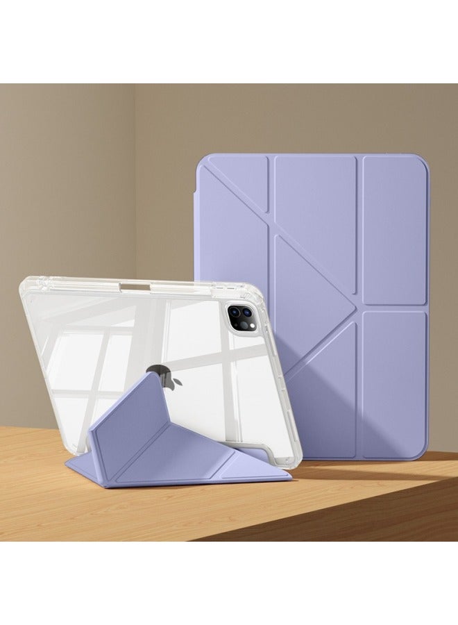 Suitable For Tablet Protective Case With Pen Protective Case Folding Magnetic Pen-Color:Lilac Y Fold High Transparency-Applicable Models:iPad Mini6 - Image 1