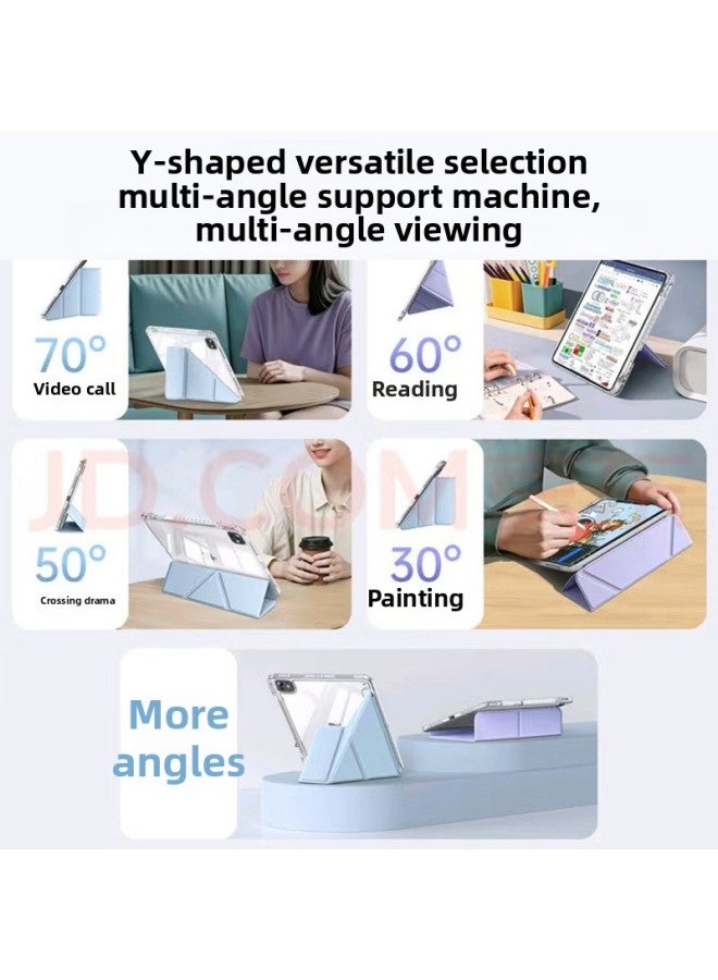 Suitable For Tablet Protective Case With Pen Protective Case Folding Magnetic Pen-Color:Lilac Y Fold High Transparency-Applicable Models:iPad Mini6 - Image 3