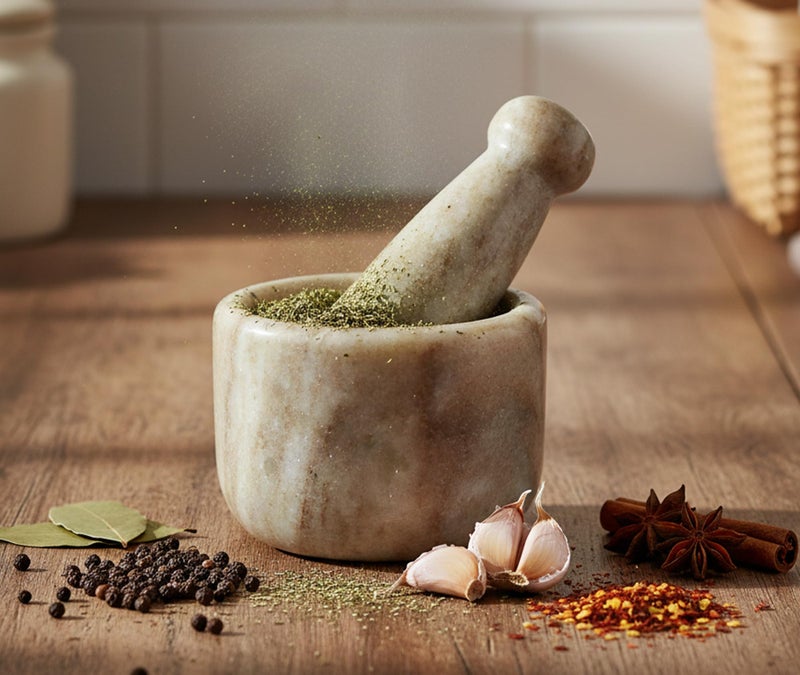 KLEO Marble Stone Mortar and Pestle Set as Spices Okhli Musal Kharad Khallad, Medicine Crusher â€“ 2.5" Diameter Smallâ€¦ - Image 2