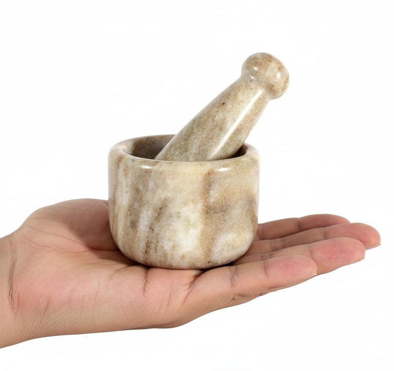 KLEO Marble Stone Mortar and Pestle Set as Spices Okhli Musal Kharad Khallad, Medicine Crusher â€“ 2.5" Diameter Smallâ€¦ - Image 4