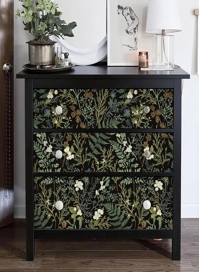 WY-BSO Green Fern Botanical Shelf Liner,Vinyl Film Decorative Shelf Liner for Bedroom Dresser Sticker (Green, 17.3 inch x 118 inch) - Image 4