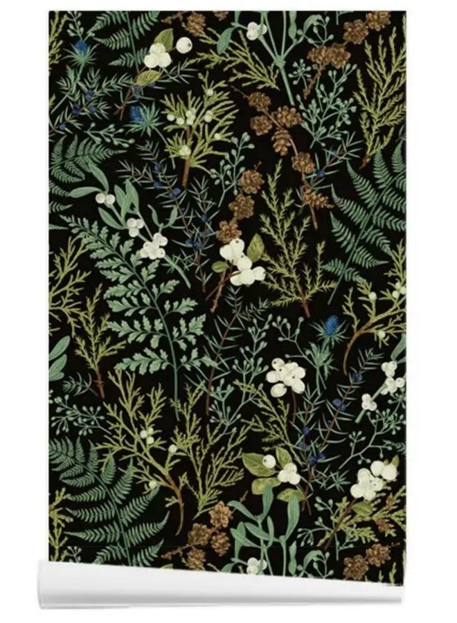 WY-BSO Green Fern Botanical Shelf Liner,Vinyl Film Decorative Shelf Liner for Bedroom Dresser Sticker (Green, 17.3 inch x 118 inch) - Image 1