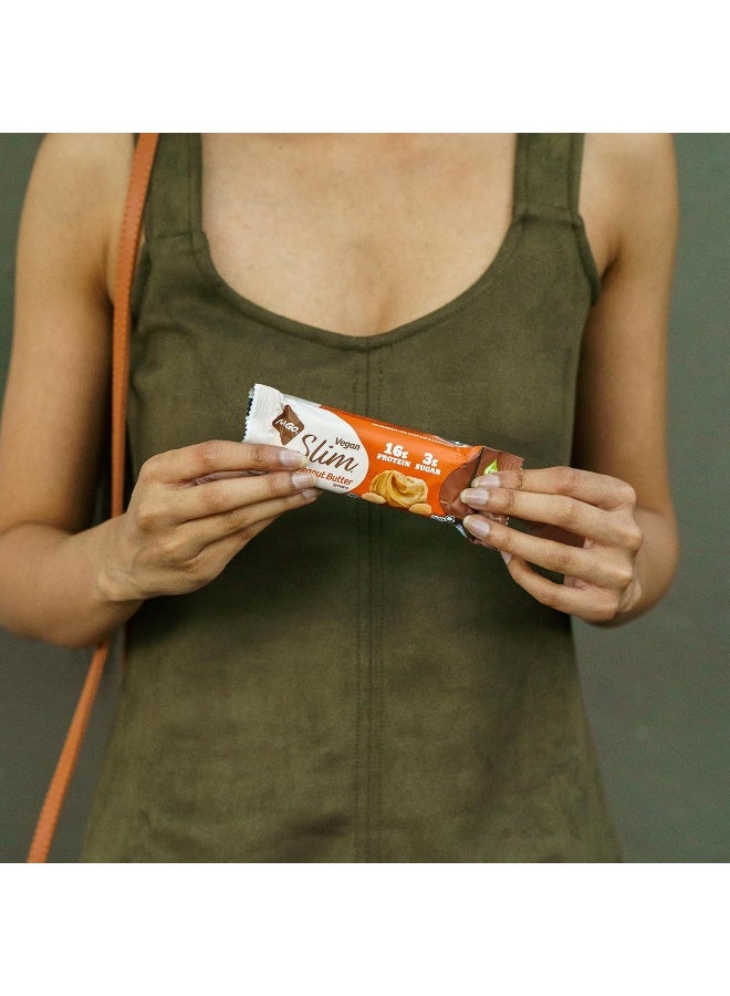 NuGo Slim Dark Chocolate Crunchy Peanut Butter, 16G Vegan Protein, 3G Sugar, 7G Fiber, Low Net Carb, Keto Friendly, Gluten Free, 24 Count - Image 2