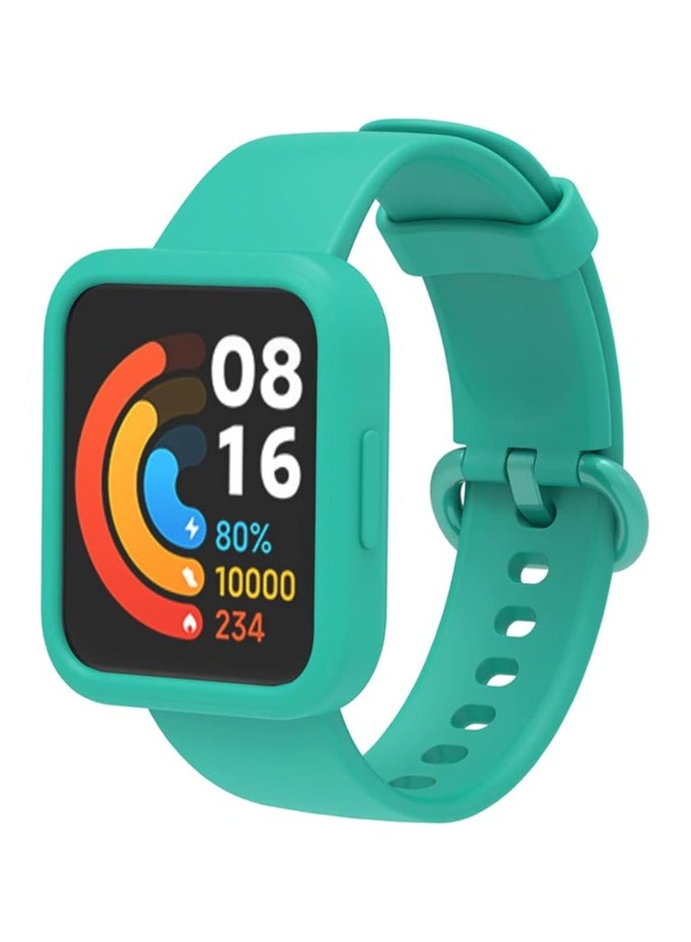 Silicone Strap Band For Xiaomi Redmi Watch 2 / Redmi Watch 2 Lite + Watch Case Silicone Wrist Strap and frame Watchbands Smart Replacement Sport Band (Turquoise)  - Image 1