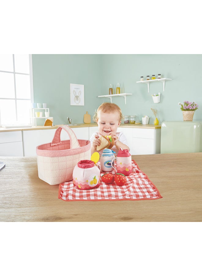 هيب سلة نزهة هايب للأطفال الصغار | طعام وهمي من القماش مع سلة وفواكه وساندويتش وقطعة قماش | لعب أدوار للأطفال 18 شهرًا فما فوق - Image 4