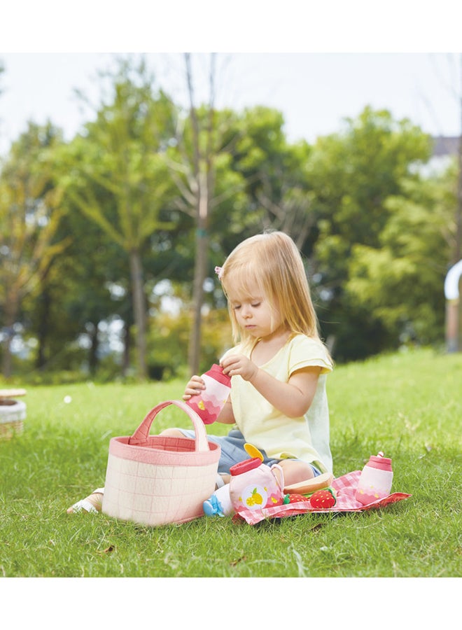 هيب سلة نزهة هايب للأطفال الصغار | طعام وهمي من القماش مع سلة وفواكه وساندويتش وقطعة قماش | لعب أدوار للأطفال 18 شهرًا فما فوق - Image 5