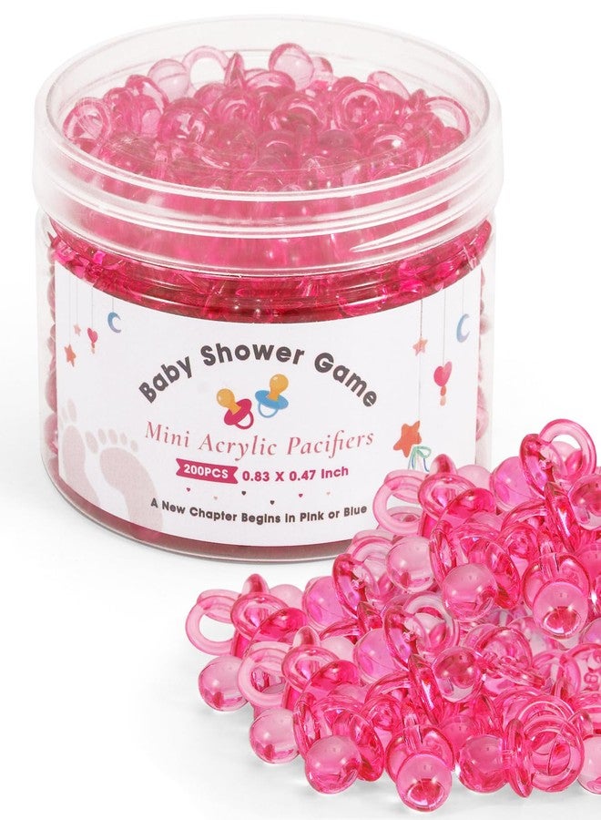 DUIJINYU 200PCS Mini Acrylic Pacifiers for Baby Shower Games, 0.83 Inch Clear Pink Pacifiers Bulk, Chupones para Gender Reveal Party Favors, Decorations & Craft Supplies - Image 1