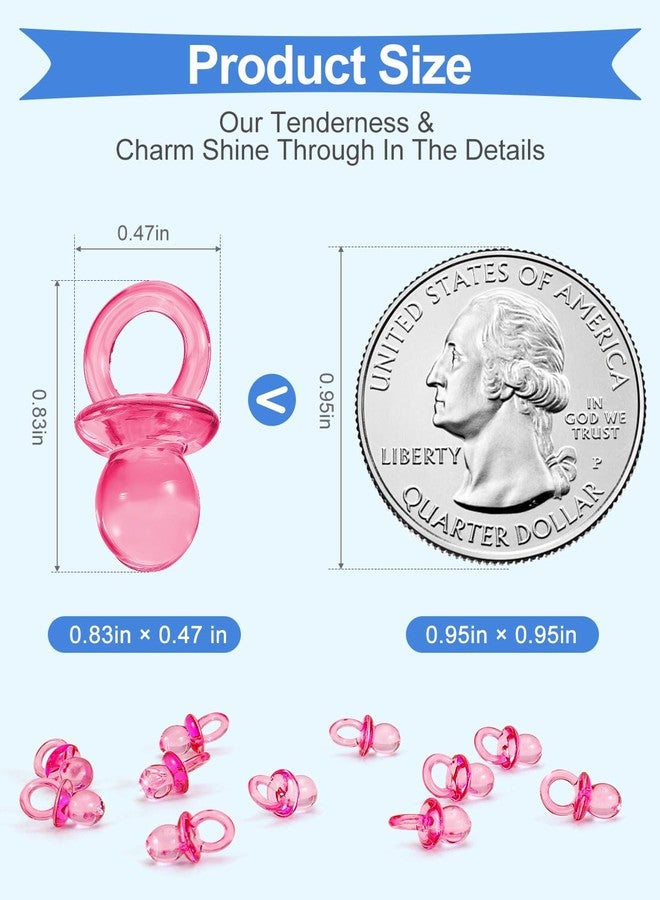 DUIJINYU 200PCS Mini Acrylic Pacifiers for Baby Shower Games, 0.83 Inch Clear Pink Pacifiers Bulk, Chupones para Gender Reveal Party Favors, Decorations & Craft Supplies - Image 2