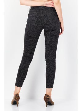 Zero Women Skinny Fit  Animal Print Denim Jeans, Black  - Image 4