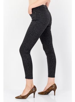 Zero Women Skinny Fit  Animal Print Denim Jeans, Black  - Image 2