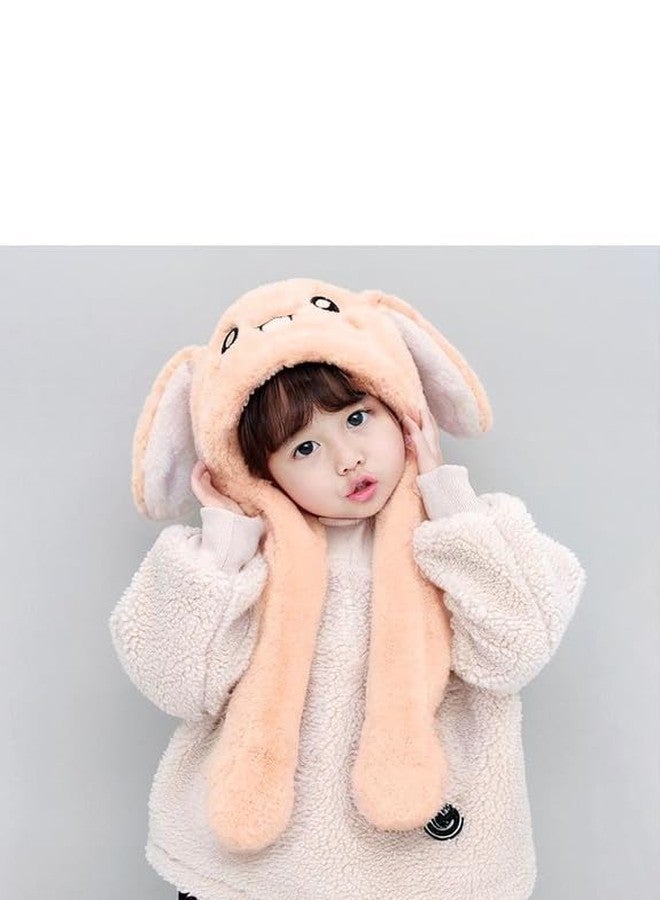 TopiBaaz Kids Winter Hat Moving Ear Flap Cap for Women Soft Plush Wool Woolen Warm Jumping Dress for Unisex | Above 5 Yrs Freesize Beige - Image 3