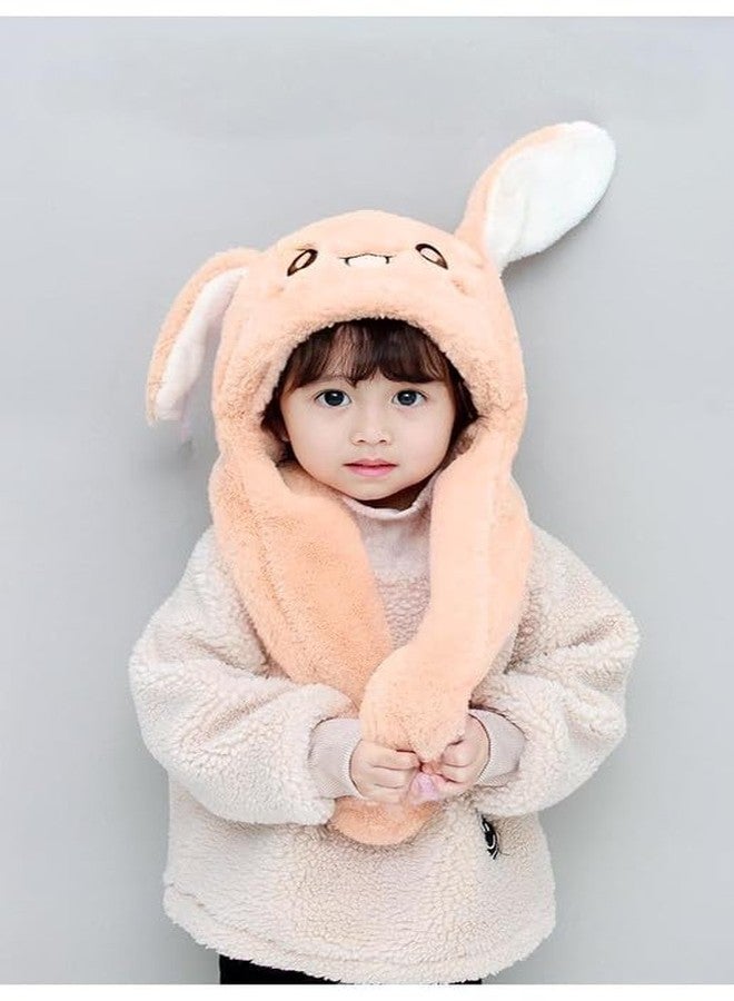 TopiBaaz Kids Winter Hat Moving Ear Flap Cap for Women Soft Plush Wool Woolen Warm Jumping Dress for Unisex | Above 5 Yrs Freesize Beige - Image 4