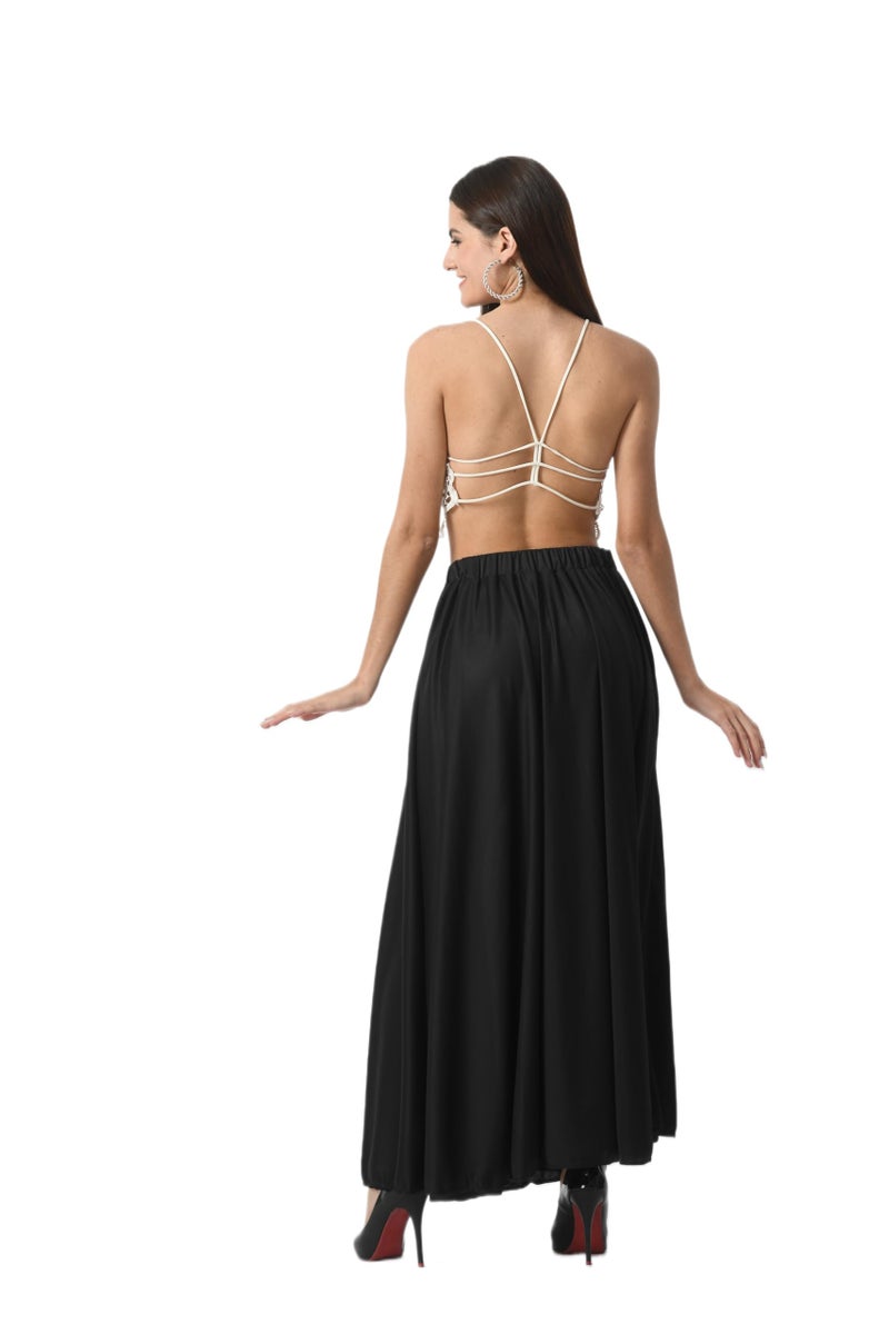 VAGISHA Printed Designer Full Long Flared Skirt for Women, Girls, Ladies - Western Black - Image 5