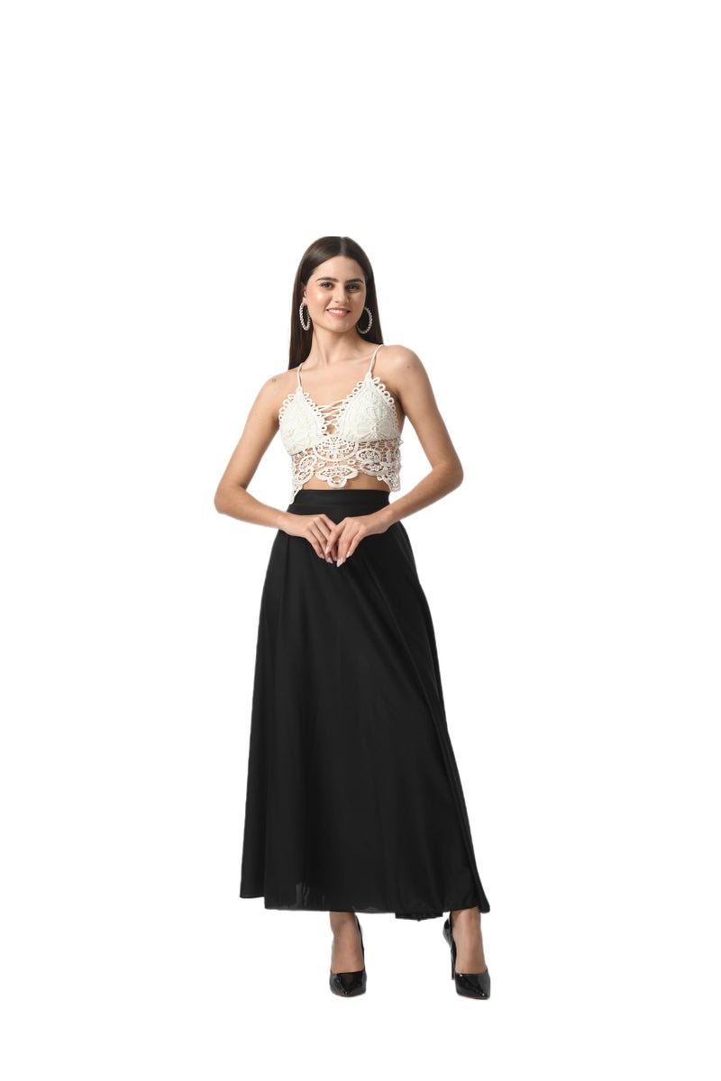 VAGISHA Printed Designer Full Long Flared Skirt for Women, Girls, Ladies - Western Black - Image 3
