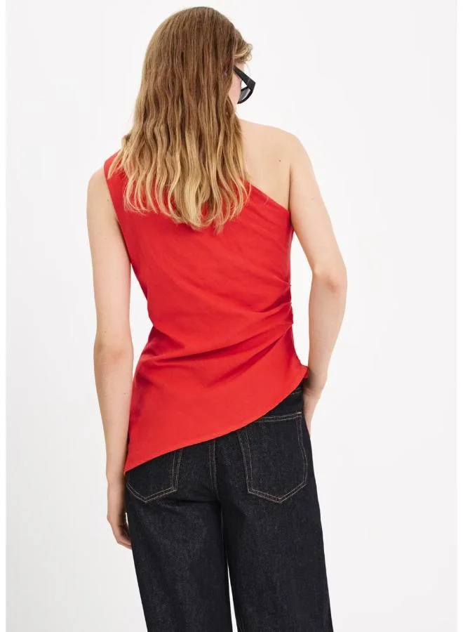 Mango Asymmetric Top With Draped Detail