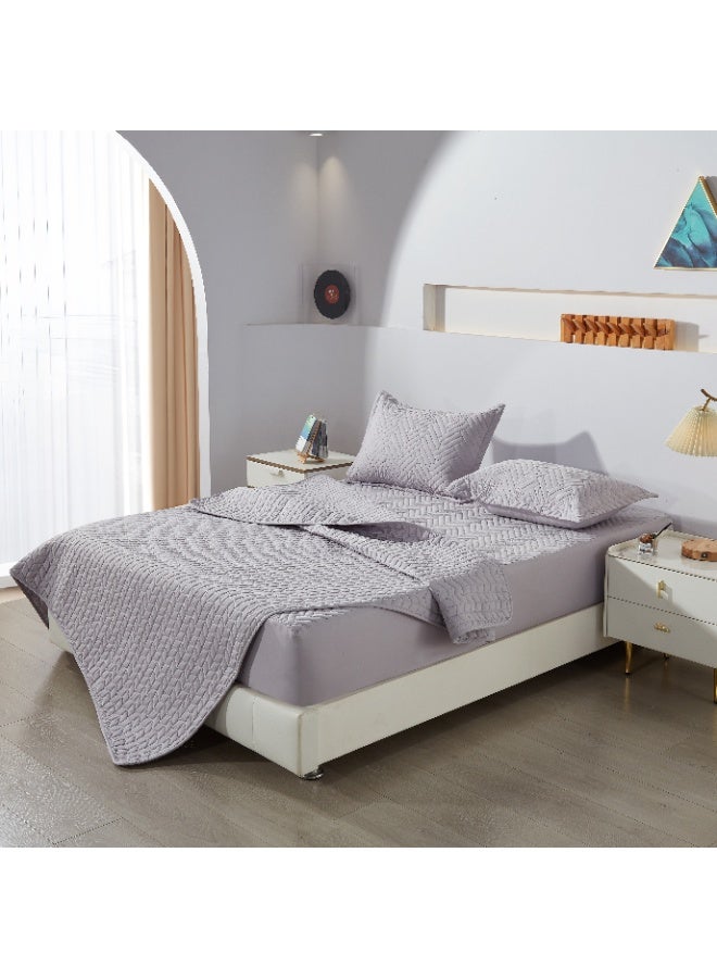 Cotton Quilt Set Queen Size. Lightweight Soft-Finished Pre-Washed Cotton Diamond Stitch Quilted Bedspread for All Season（Gray - Single Quilt)）  - Image 1