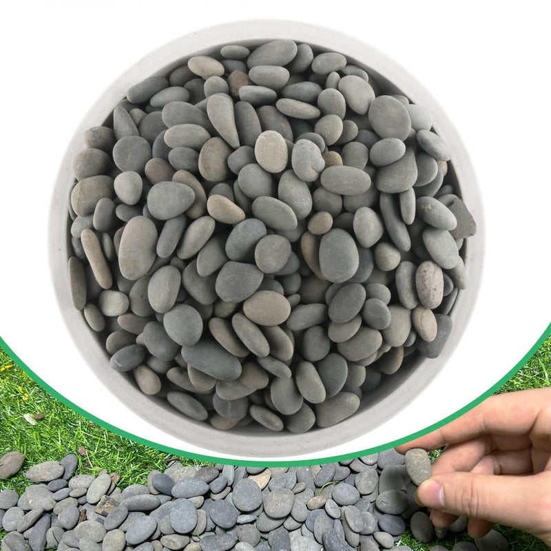 CJGQ 2.4LB River Rocks Mexican Beach Pebbles for Garden Landscape Stone Paving Stone Grey (1Inch) - Image 1
