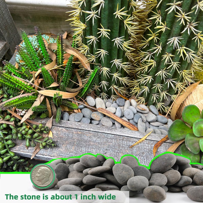 CJGQ 2.4LB River Rocks Mexican Beach Pebbles for Garden Landscape Stone Paving Stone Grey (1Inch) - Image 2