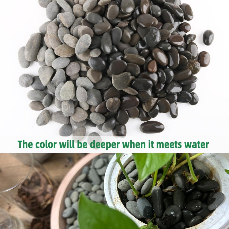 CJGQ 2.4LB River Rocks Mexican Beach Pebbles for Garden Landscape Stone Paving Stone Grey (1Inch) - Image 3