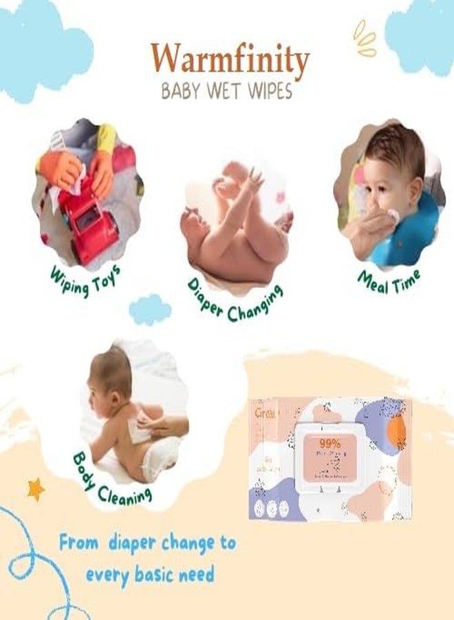 Warmfinity مناديل مبللة للأطفال من وورمفينيتي، عبوة من 3 قطع (240 منديل) | سميكة ورطبة للغاية | خلاصة الصبار والبابونج | ناعمة ولطيفة على البشرة الحساسة | مناديل مبللة للأطفال مع غطاء - Image 3