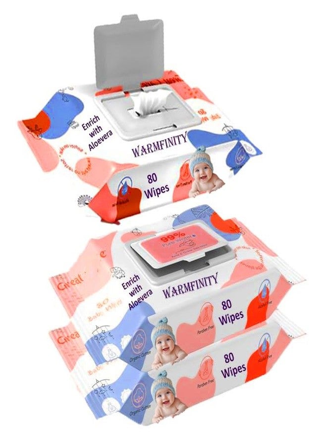 Warmfinity مناديل مبللة للأطفال من وورمفينيتي، عبوة من 3 قطع (240 منديل) | سميكة ورطبة للغاية | خلاصة الصبار والبابونج | ناعمة ولطيفة على البشرة الحساسة | مناديل مبللة للأطفال مع غطاء - Image 1