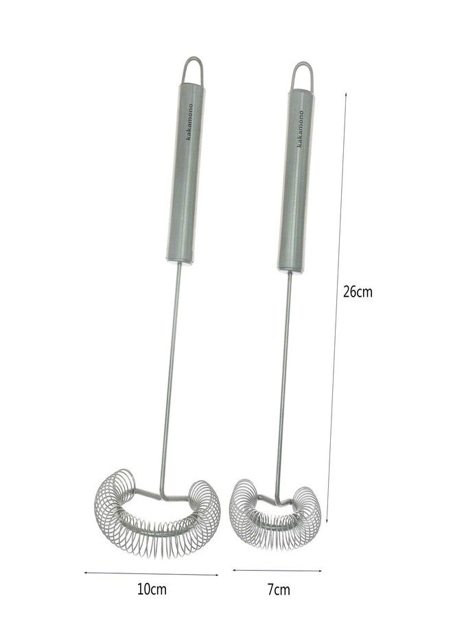 kakamono 2pcsSet Egg Beater Stainless Steel Spring Egg Whisk, Kitchen Milk Egg Beater Whisking,Beating,Magic Hand Held Sauce Stirrer Frother… - Image 2