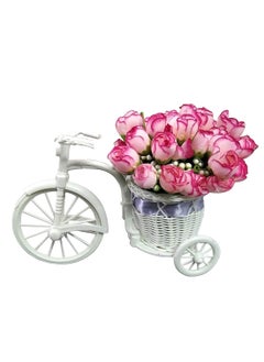 AWANI TRENDS AWANI TRENDS Romantic Artificial Cycle Showpiece Gift for Wife Girlfriend Fiance On Valentines Day and Any Special Occasion Plastic Flower Cycle Basket with Artificial Flower ATARTCL005 