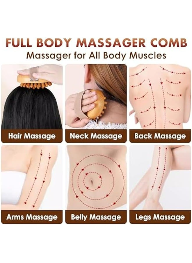 Wooden Massage Comb for Body and Hair Growth, Body Scalp Meridians Trigger Point Gua Sha Massager Tool, Relieve Stress and Promote Hair Growth - Image 2