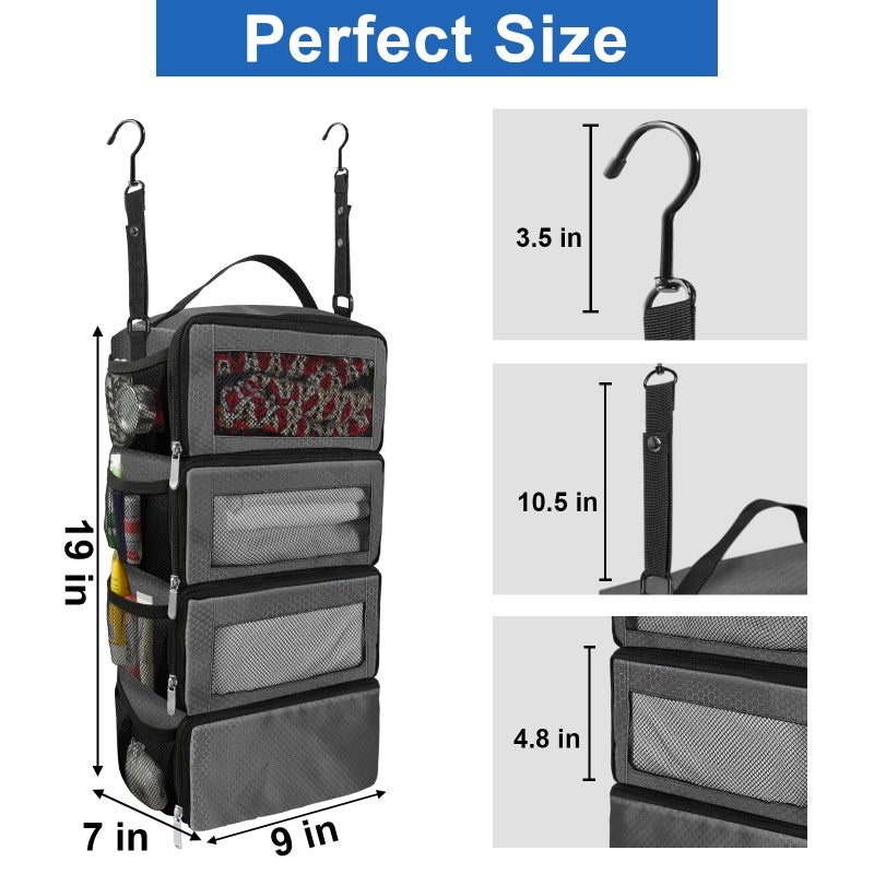 Olosar Suitcase Organizer, Travel Luggage Organizer Portable Hanging Travel Shelves Collapsible Hanging Compression Packing Cubes for Carry on Suitcaseï¼ŒDark Grey - Image 2