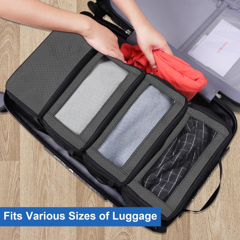 Olosar Suitcase Organizer, Travel Luggage Organizer Portable Hanging Travel Shelves Collapsible Hanging Compression Packing Cubes for Carry on Suitcaseï¼ŒDark Grey - Image 5