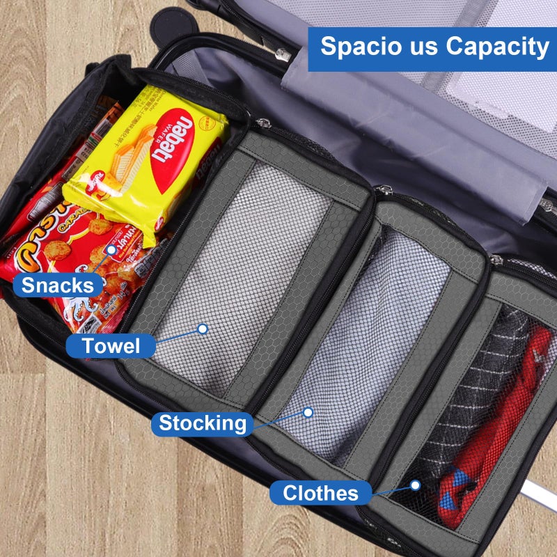 Olosar Suitcase Organizer, Travel Luggage Organizer Portable Hanging Travel Shelves Collapsible Hanging Compression Packing Cubes for Carry on Suitcaseï¼ŒDark Grey - Image 3