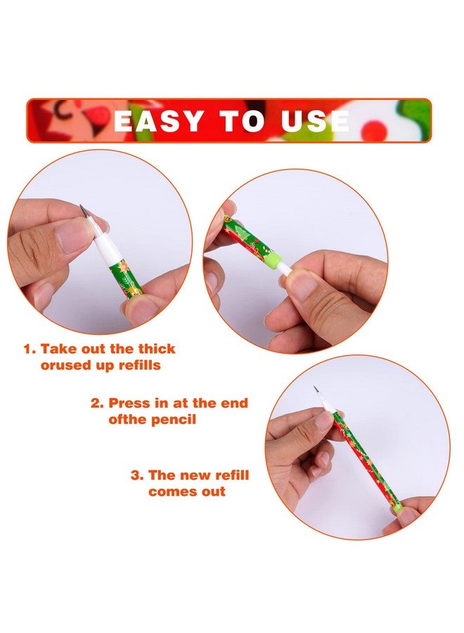 Kolewo4ever Christmas Pencils Translucent Pencil Multipoint Pencil Multicolor Non- Sharpening Stackable Pencils Pop Up Plastic Pencils Snowman, Santa And Elk Pencil Christmas Stationery Pencil，4 Style (48) - Image 3