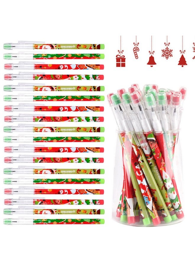 Kolewo4ever Christmas Pencils Translucent Pencil Multipoint Pencil Multicolor Non- Sharpening Stackable Pencils Pop Up Plastic Pencils Snowman, Santa And Elk Pencil Christmas Stationery Pencil，4 Style (48) - Image 1