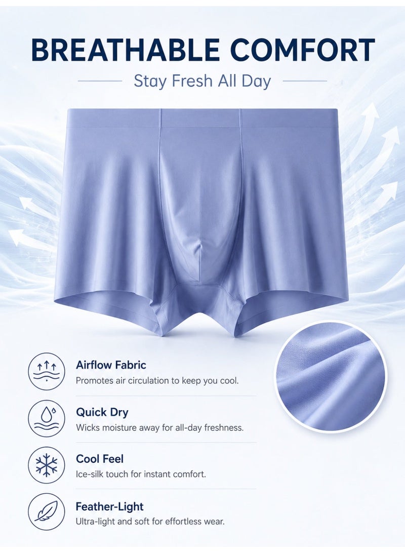 4 Pack Men's Ice Silk Boxer Briefs, Cooling Ultra-Thin Antibacterial Seamless Breathable, Moisture Wicking for Summer Daily Wear - Image 3