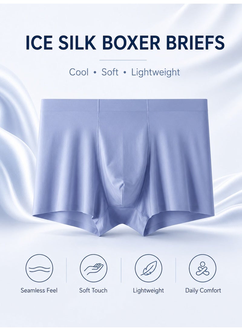4 Pack Men's Ice Silk Boxer Briefs, Cooling Ultra-Thin Antibacterial Seamless Breathable, Moisture Wicking for Summer Daily Wear - Image 1