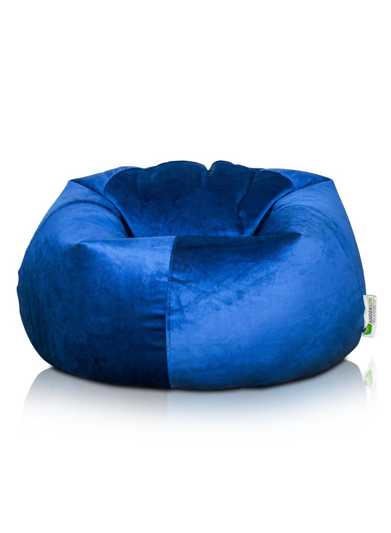 ANDERSON Ultra Soft Large Luxury Velvet Bean Bag Chair Filling with Beans Highly Comfortable Suitable For Kids And Adults Dark Blue Colour - Image 1