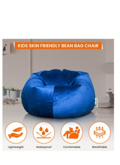 ANDERSON ANDERSON Ultra Soft Large Luxury Velvet Bean Bag Chair Filling with Beans Highly Comfortable Suitable For Kids And Adults Dark Blue Colour  - Image 4