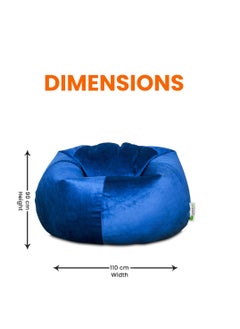 ANDERSON ANDERSON Ultra Soft Large Luxury Velvet Bean Bag Chair Filling with Beans Highly Comfortable Suitable For Kids And Adults Dark Blue Colour  - Image 5