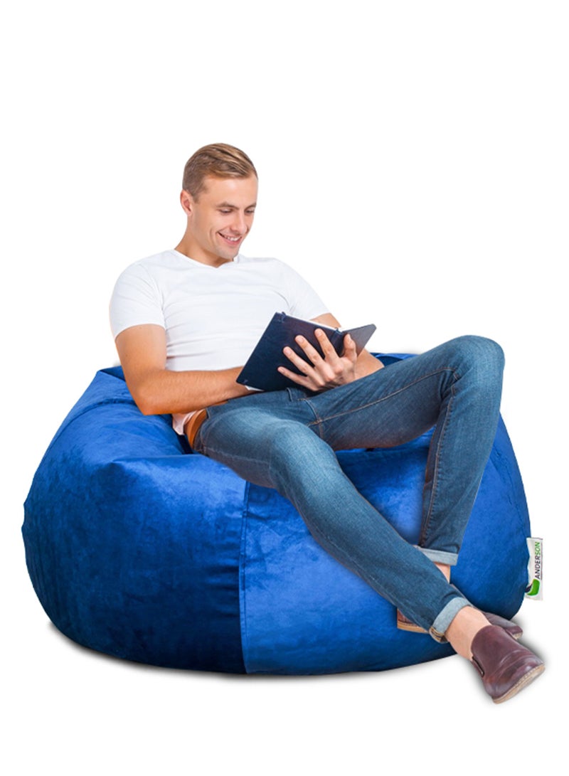 ANDERSON Ultra Soft Large Luxury Velvet Bean Bag Chair Filling with Beans Highly Comfortable Suitable For Kids And Adults Dark Blue Colour - Image 2