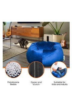 ANDERSON ANDERSON Ultra Soft Large Luxury Velvet Bean Bag Chair Filling with Beans Highly Comfortable Suitable For Kids And Adults Dark Blue Colour  - Image 3