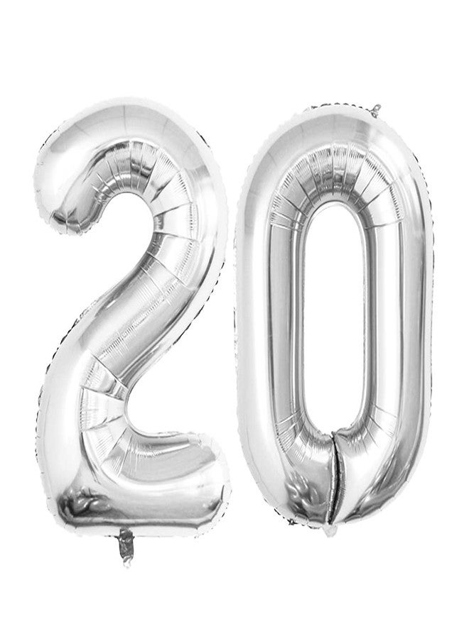 GOER Number 20 Balloons for 20th Birthday Party Decorations,42 Inch Jumbo Foil Helium Balloons for 20th Anniversary (Silver) - Image 1