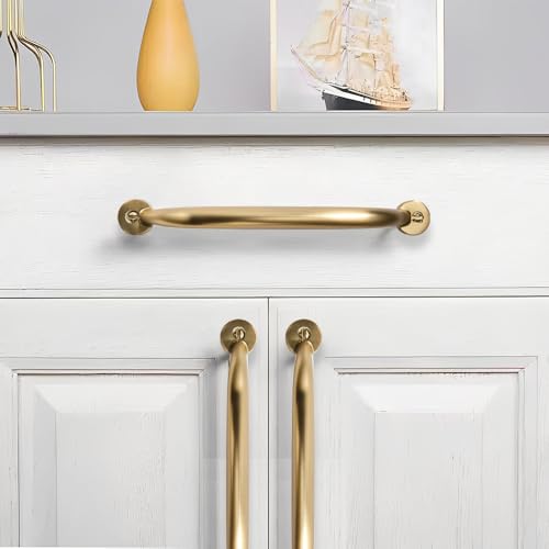 CABDM 10 Pack 5 inch Hole Center Brushed Brass Cabinet Pulls - Heavy Duty Solid Drawer Hardware Handles Kitchen Vanity Bathroom Handles - Image 4